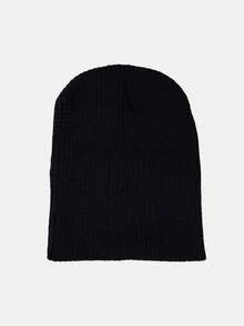 1 pieza Gorro de punto de unicolor con doble capa, gorro de punto cálido para exteriores, gorro de invierno casual y versátil adecuado para el transporte diario