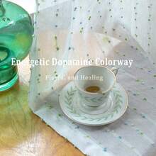 1pc Japanese Sweet Fruit Candy Jacquard Sheer Curtain, Breathable Mesh, Linen-Like Texture, Natural Lighting Filtration, Rod Pocket Top, Easy Hanging, Refresh Home For Spring/Summer, Suitable For Bedroom, Living Room, Dining Room, Office, 110gsm