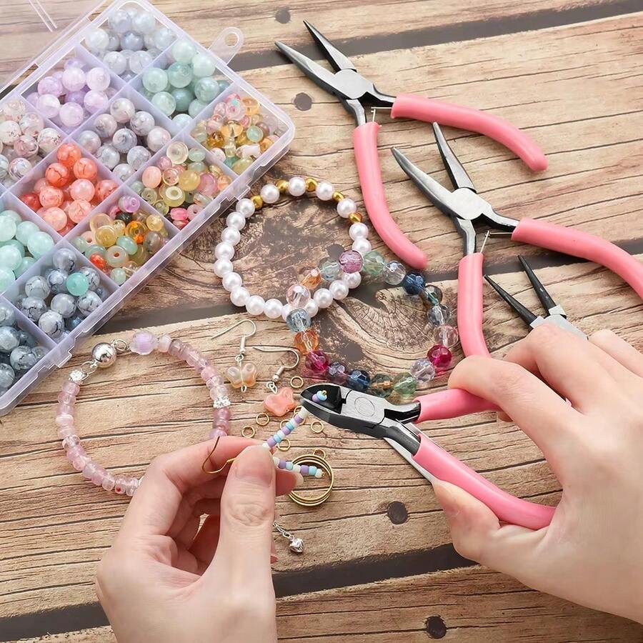 QIAO 3pcs/Set 3 Styles Jewelry Pliers Tools Kit Needle Round Nose Pliers Diagonal Plier For DIY Jewelry Making Repair Tool Supplies