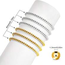 KMEOSCH 500颗圆形珠子，银色和金色隔珠，光滑散珠，适用于DIY手链首饰制作工艺 - CCB珠子 - 查看 2