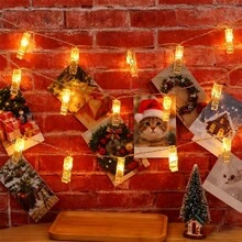 1 pièce Guirlande lumineuse à pinces photo pour fêtes, vacances, anniversaires, mariages, décorations de fiançailles, pinces transparentes, convient pour dortoir, chambre, décoration murale photo pour accrocher photos, images, cartes et notes, guirlande lumineuse, corde lumineuse de chambre en cuivre 1,5 m/3 m/6 10/20/40 LED, bande lumineuse de fée 40 pinces convenant pour centres commerciaux, bars, chambres, fêtes