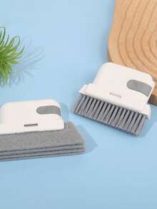 1 set Cepillo de limpieza de ranuras de ventana 3 en 1, cepillo de limpieza de ranuras pequeñas para riel de puerta, riel de ventana, marco de ventana, ranura de ventana. Cabezal de cepillo con almohadilla de limpieza de 4 capas, cabezal de cepillo reemplazable, herramienta de limpieza para utensilios de cocina. (Gris/Naranja/Azul)