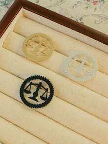 1 Set de insignia, broche, gemelos y corbatín de alta calidad con diseño de justicia y equidad del signo zodiacal Libra para abogados y hombres - Pin de collar de Libra - Ver 5