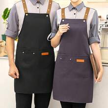 2 PCS Delantales de Cocina Ajustables con Bolsillos - Impermeables de Éster para Mujer y Hombre, Ideal para Cocina, Barbacoa, Pintura y Jardinerí - Negro+Gris - Ver 8