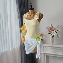 Bellisia Summer Beach Solid Tie Shoulder One Piece Swimsuit Bathing Suit One Piecebathing Suit