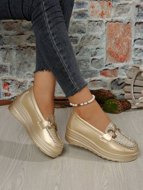2025 Autumn/Winter New Fashion Women's Platform Slip-On Loafers, Comfortable Thick Sole Casual Shoes