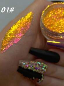 6 Colors/Set Glitter Nail Polish, Aurora Flakes Glitter, Fashionable DIY Nail Art Decor, Essential For Nail Salon Beginners, Y2K Style - 彩色 - 查看 2