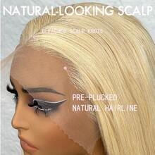 MECRY 8-36in 4x4 5*5 13*4 13*6 Bone Straight Lace Front Wig Glueless Wigs Human Frontal Hair Pre Cut Lace Wig, Wear And Go Ombre Lace Front Wig Human Frontal Hair Pre Plucked With Baby Hair Bleached Knots Virgin Human Frontal Hair, Natural Hairline, Glueless Easy-To-Wear For Women #Blond Blended Hair - S613 - View 2