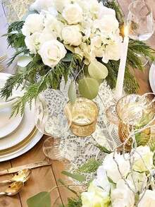 1 pieza 14*118 pulgadas Camino de mesa de encaje, Caminos de mesa de boda bordados estilo bohemio, Mantel de encaje rústico vintage para decoraciones de boda, fiesta nupcial y ducha nupcial. - Blanco - Ver 10