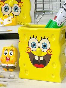 SpongeBob SquarePants 1个海绵宝宝主题派对装饰塑料摆件，可爱派大星造型，海绵宝宝桌面摆件，笔筒，化妆刷收纳架，牙刷架，适用于办公桌、书架、窗台，创意桌面配件，非常适合节日、生日、圣诞派对，送给朋友、家人和海绵宝宝粉丝的礼物 - 彩色 - 查看 5