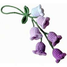 Mix Colorful Cute Crochet Flower Hanging Car Accessories For Women Rear View Mirror,Hand Knitted Flower Decor For Car Mirror (Yellow-Orange-Green-White) - Trắng Tím - Xem 6