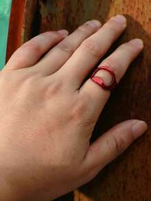 1pc Fashionable Stainless Steel Bottle Opener Ring For Men - Red - View 2