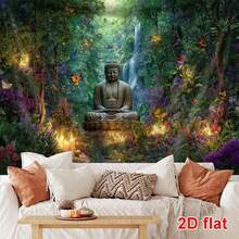 1 件佛像挂毯，用于房间装饰的墙壁装饰挂毯，家居装饰，85gsm 涤纶面料，桃皮绒薄款 - 彩色 - 查看 5