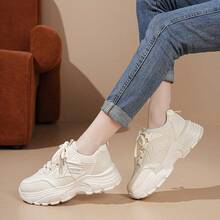 2025春秋新款隐形坡跟厚底运动鞋女百搭短筒厚底休闲运动小白鞋 - 白色 - 查看 5