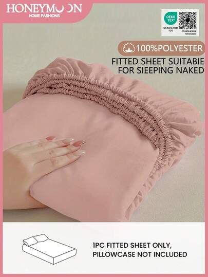 1pc Ultra Soft Solid Color Fitted Sheet, Lightweight As Cloud, 9.84 Inch/25cm Deep Pocket, Fits All Size Beds - Twin, Full, Queen, King, Essential For Home And Dorm, Oeko-Tex Certified, Pink