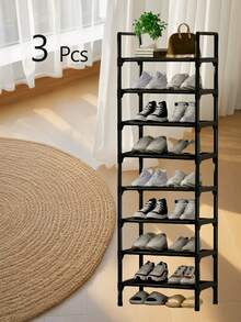 1 pièce Petite étagère à chaussures noire de 45 cm de large, peu encombrante, minimaliste, anti-poussière, robuste, à la mode, facile à monter et à démonter, portable, idéale pour le salon, la chambre, l'entrée, le bureau, la maison, le rangement à plusieurs niveaux, comme cadeau de Noël ou pour les enfants.