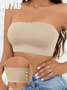 女士无肩带文胸，无缝抹胸文胸，休闲舒适，弹性荷叶边无钢圈文胸，无衬垫文胸，光滑露背抹胸，百搭内衣，柔软舒适无钢圈贴合，适合日常穿着，隐形文胸，婚庆文胸
