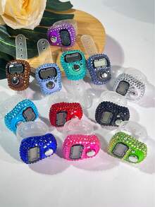 Rhinestone Finger Tally Counter, Rhinestone Electronic Counter, Full Cover Rhinestone Tally Counter