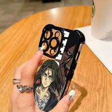 Funda de teléfono con personajes de dibujos animados compatibles con for  16, 15, 14, 13, 12, 11 Pro Max,  Plus, con una parte trasera suave transparente para evitar caídas. - Negro - Ver 6