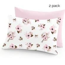 2 件装幼儿枕套，柔软弹力幼儿枕套，适合 13x18 枕头，舒适旅行儿童婴儿枕套，带信封封口