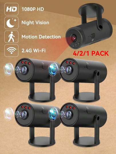 1/2/ Home Security Camera WiFi Nanny Cam Night Vision, Motion Detection, Indoor Outdoor Pet Monitoring Compact Discreet (Support 2.4GWIFl Only)