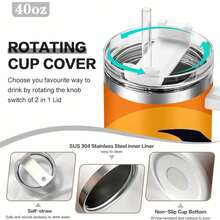 1 Pcs 40oz 304 Stainless Steel Insulation Water Bottle With Straw Car Cup - Keeps Cold For 12 Hours & Hot For 6 Hours - Suitable For Everyday Use - Perfect Gift For Birthday, Party, Family & Halloween