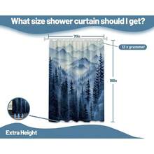 Mountain Shower Curtain Forest Nature Shower Curtains For Bathroom, Rustic Woodland Pine Tree Landscape Bathtub Curtain Men Bath Decor, Waterproof Fabric With Hooks (Blue,70''W X 96''L){"Color_name":"Blue","Size_name":"70\"Wx96\"L(Packof1)"} - 多色8 - 查看 5