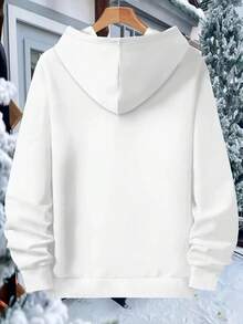 Sudadera con capucha de estilo negro para hombres con estampado de cara y diseño de cadena dorada - suave y cálida, estructura duradera, cómoda para ropa de calle de invierno, suéter con capucha de manga larga de cuello redondo casual, adecuada para clima frío y actividades al aire libre, regalo de Navidad (lavable aáquina) - diseño de bolsillo de estilo urbano vanguardista, ajuste regular, estilo de rapero audaz, ropa de temporada festiva, impresión digital, lavable aáquina, no lavar en, impresión de alta calidad, para fanáticos de laúsica - Blanco - Ver 4
