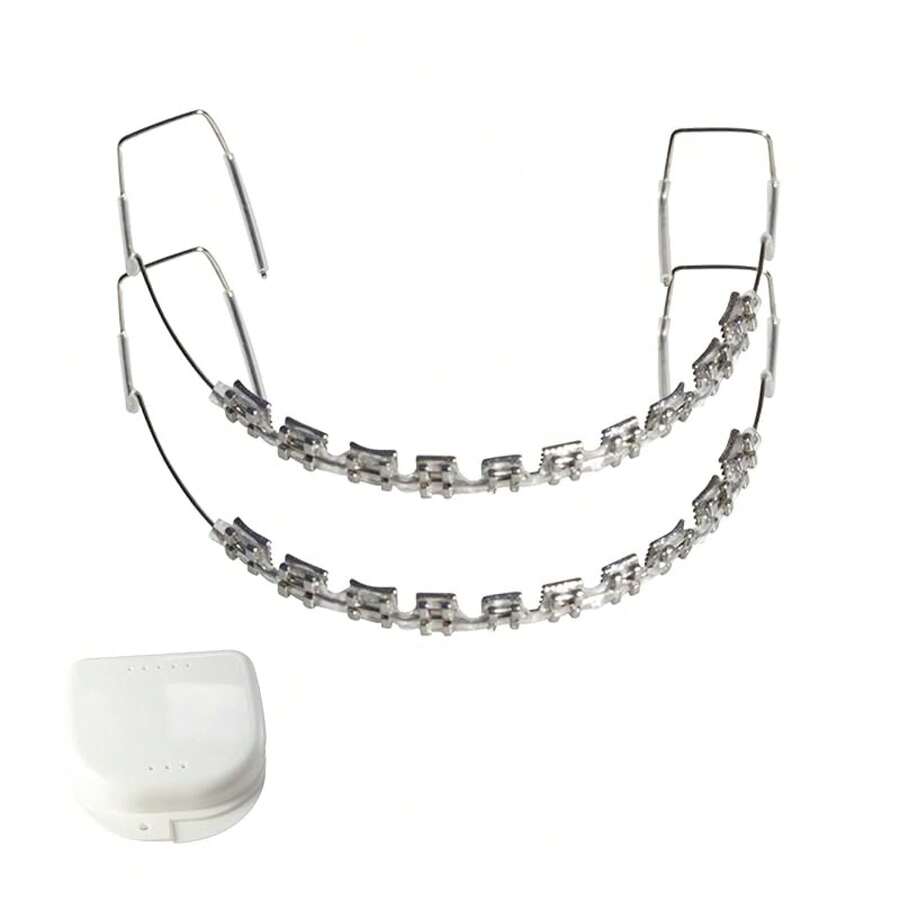 ALQD 1 Set Brackets Falsos Para Dientes,Braces Kit With Brackets & Wire, Dental Students & Orthodontic Practice,Brackets Para Dientes (Red) - 透明的 - 查看 1