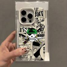 Phone Case: Anime O-Ones P-Pies Green Pirate Skull Logo Phone Case, Suitable For  17 16E 16 15 14 13 12 11 Pro Max Air X XR XSMAX 8 7 Plus Shockproof Soft Back Case Couple Gift, Zoro Phone Case, Phone Protective Cover, Phone Case, Portable Protective Cover Funda Para  17 Pro Forros Para  Cheap  17 Case - Màu sắc hỗn hợp - Xem 2