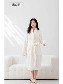 1pc Coral Fleece Bathrobe Multiple Colors Available 3D Pineapple/Plain Style Design Women's Bathrobe With Belt And Pocket, Wearable Towels, Bath Towels, Long Robe, Ladies' Bathrobe Women Towel, Ultra Plush Soft Velvet, Absorbent, Warm, Sleepwear, Unisex Homewear, Loungewear, Suitable For Home, Hotel, Bathroom, Bedroom, Spa, Swimming Pool, Party, All Seasons For Festival Gifts, Halloween's Day