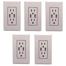 5pzs Placas Contacto Dúplex Doble Toma Corriente Con 2 Usb Blanco - Blanco - Ver 7