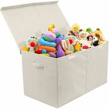 Chest with Flip - Top Lid, Collapsible Storage Nursery, Playroom, Closet, Home Organization, Large Pattern - Gray - Beis - Ver 2