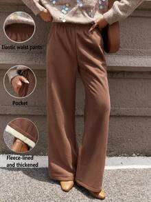 Casual Brown Thickened Winter Corduroy Pants For Women,Outdoor Strolls, City Walks & Travel, Warm Corduroy Winter Pants,Stretch Waistband Comfy Pants - Coffee Brown - View 5