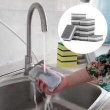2025 Nuevo limpiador de esponja reutilizable gris y blanco, herramienta de fuerte fregado para la limpieza de la cocina