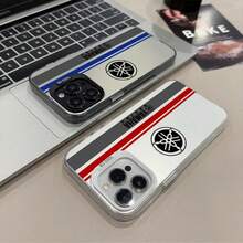 Funda de teléfono para motocicleta, color plateado mate, para 17,15, 14, 16, 13, 12, 11 Pro Max Plus, Y-YamahaES-A de carreras a prueba de golpes, dura - Negro1 - Ver 1
