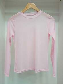 Tulle Bust Long Sleeve Pastel Colors Candy Color Color Block Polyester Sheer Blouse Holiday Dating Summer - 淺粉色 - 查看 4