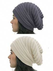 1/2pcs Pleated Beanie Hat, Women Spring/Summer Korean Style Single Layer Knitted Cap, Versatile Ear Warmer Turban Hat