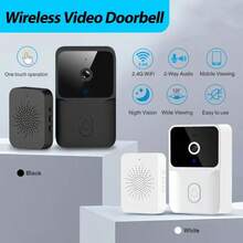 Smart Video Doorbell, HD Security Camera, Night Vision, Motion Sensor, Two-Way Audio, Wi-Fi Connectivity, Wireless Installation, App Alerts, Battery/USB Powered, Home Security Control Via App