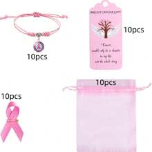 20pcs Breast Cancer Promotional Accessories, Breast Cancer Women's Inspirational Gifts, Women's Pink Breast Cancer Promotional Decorations, Red Ribbon Brooches,Including Transparent Gauze Bag And Greeting Card, Women's Love Friendship Party Encouragement Gift,Car Keychains Car Accessories Bag Charm School Cute Goth Y2k Halloween Accessories Teachers Day Bag Accessories Lanyards With Id Holder Car Accessories Bag Charms - Multicolor - View 20