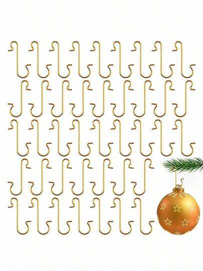 100 个装装饰挂钩，圣诞装饰挂钩，装饰衣架，圣诞装饰挂钩，金属线装饰挂钩，圣诞树装饰挂钩，装饰衣架，金属线圣诞树挂钩，圣诞树装饰，圣诞派对球装饰，金色