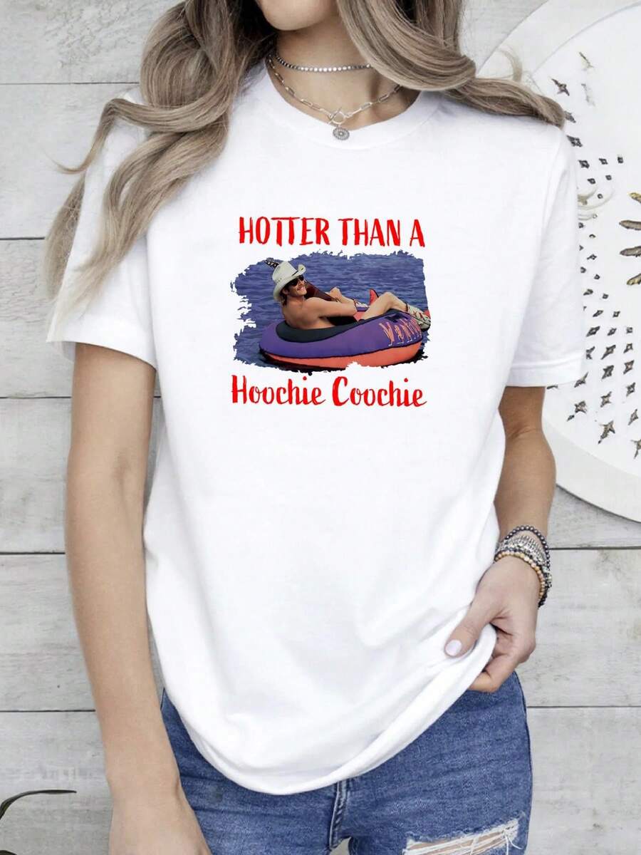 180g pure Cotton Hotter Than A Chattahoochee Alan T Shirt Fan Tee Shirt Breathable streetwear Unisex designer clothes Stretched graphic Comfortable Slightly Casual Summer Stylish Women Top Graphic Tees women female fashion Versatile - Blanco - Ver 1