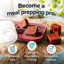 2 Tbsp. Silicone Freezer Molds - Storing Garlic, Herbs, Ginger, Pesto, Tomato Paste, Lemon, Purees And More - Silicone Food Freezer Tray - Aqua U2013 2 - Pack - 2 件裝 + 蔓越莓 - 查看 3