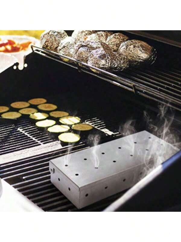 Smoker Box For BBQ Grilling Wood Chips, Stainless Steel Smoking Box Non-Warp For Barbecue, Best Grill Accessories For Charcoal Grill And Gas Grill With Large Capacity