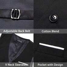 Slim Fit Men's Suit Vest: V-Neck Formal Waistcoat (Striped/Solid) - Perfect For Casual & Wedding Party Tuxedo Styling - 淡粉紅色 - 查看 8