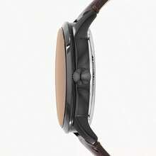 Fossil Townsman Automatik Herren Uhr, Cut Out transparente Scheibe, schwarzes Lederarmband und Nischendesign, einzigartig und modisch, zeigt Temperament/Männlichkeit, geeignet für den täglichen Lässig-Trag, ein Geschenk für Freund und Ehemann.ME3098