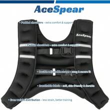 AceSpear Weighted Vest For Men Women 6lbs/8lbs/10lbs/12lbs/14lbs/16lbs/18lbs Body Weight Vest With Reflective Stripe For Running Walking Jogging Fitn Gth Training Workout