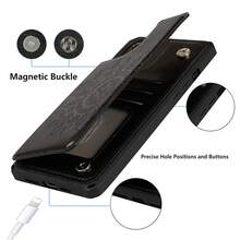 Compatible With IPhone 12 Pro Max Wallet Phone Case With Card Holder, RFID Blocking PU Leather Wrist Strap Case 6.7 Inch (Mandala Black){"Color_name":"M-Black"} - Multicolor2 - View 6