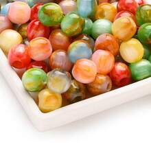 25/30pcs Fashion Large Hole Resin Beads, High Quality Faux Jade Smooth Loose Beads - Glitter, Agate, Mermaid And More Designs, For DIY Bracelets, Necklaces, Scarf Decorations - Multicolor - View 15