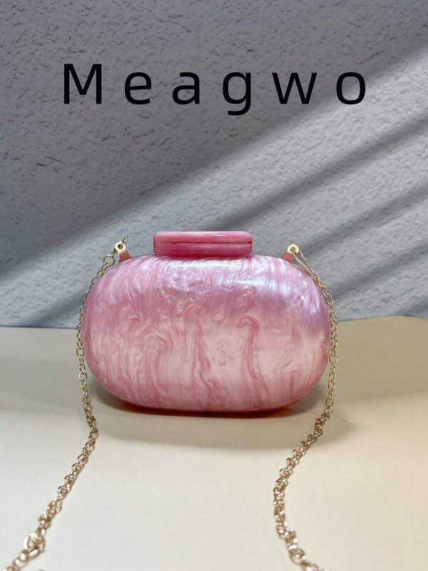 Fashionable Minimalist Marble Pattern Acrylic Handbag, Elegant Personalized Goose Egg Niche Clutch Crossbody Chain Shoulder Bag